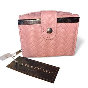 Jane & Berry blush pink wallet with silver accents NWOT